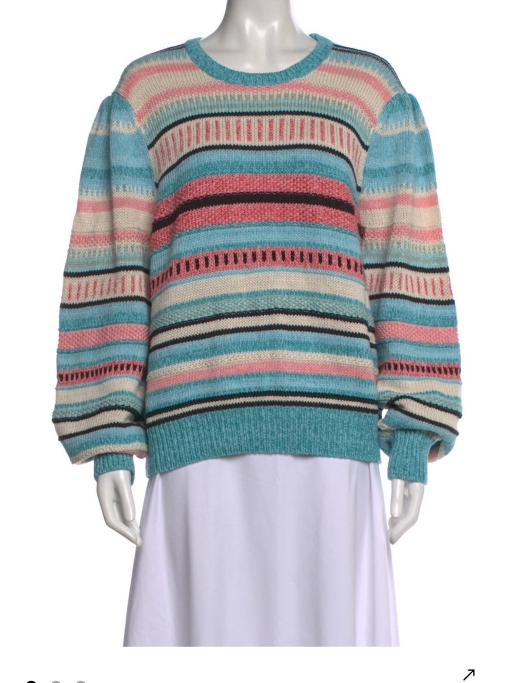 Ralph Lauren Polo Striped Scoop-Neck Sweater in Aqua, Pink & Cream